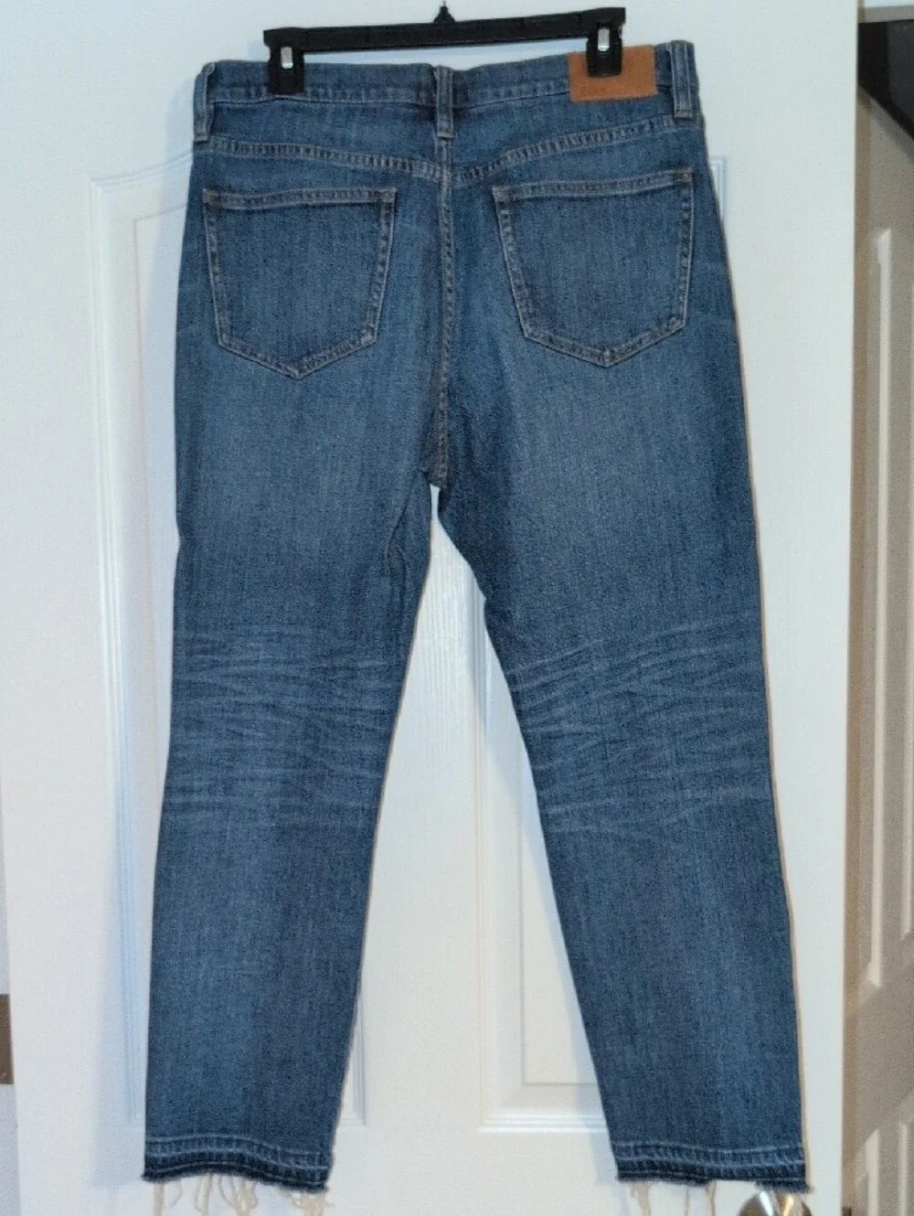 J. Crew Women's Blue Distressed Straight-Leg Jeans